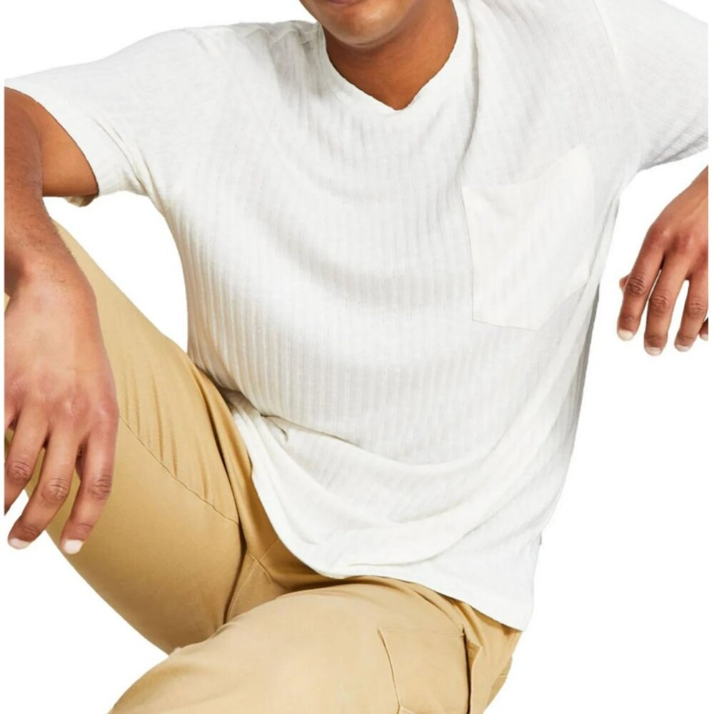 NEW! And Now This Mens Ribbed Long‎ Shirt Short Sleeve White XXL Lightweight